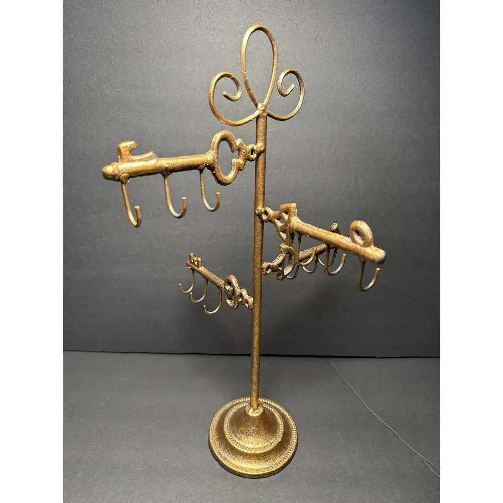 15.5” Metal Top Jewelry Holder Organizer Display Hooks Necklace Key Design HP